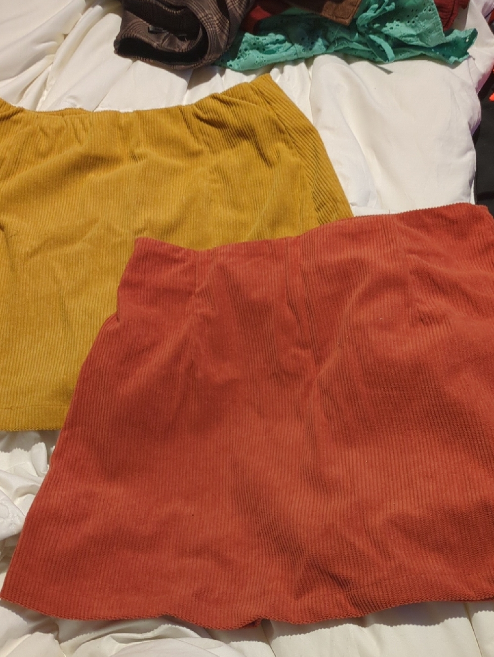 Halara Corduroy Mini Skorts - Rust and Mustard